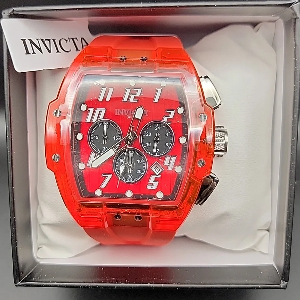 NEW 45483 Invicta S1 Rally Kinesia Anatomic Men's Watch - 47mm Transparent Red